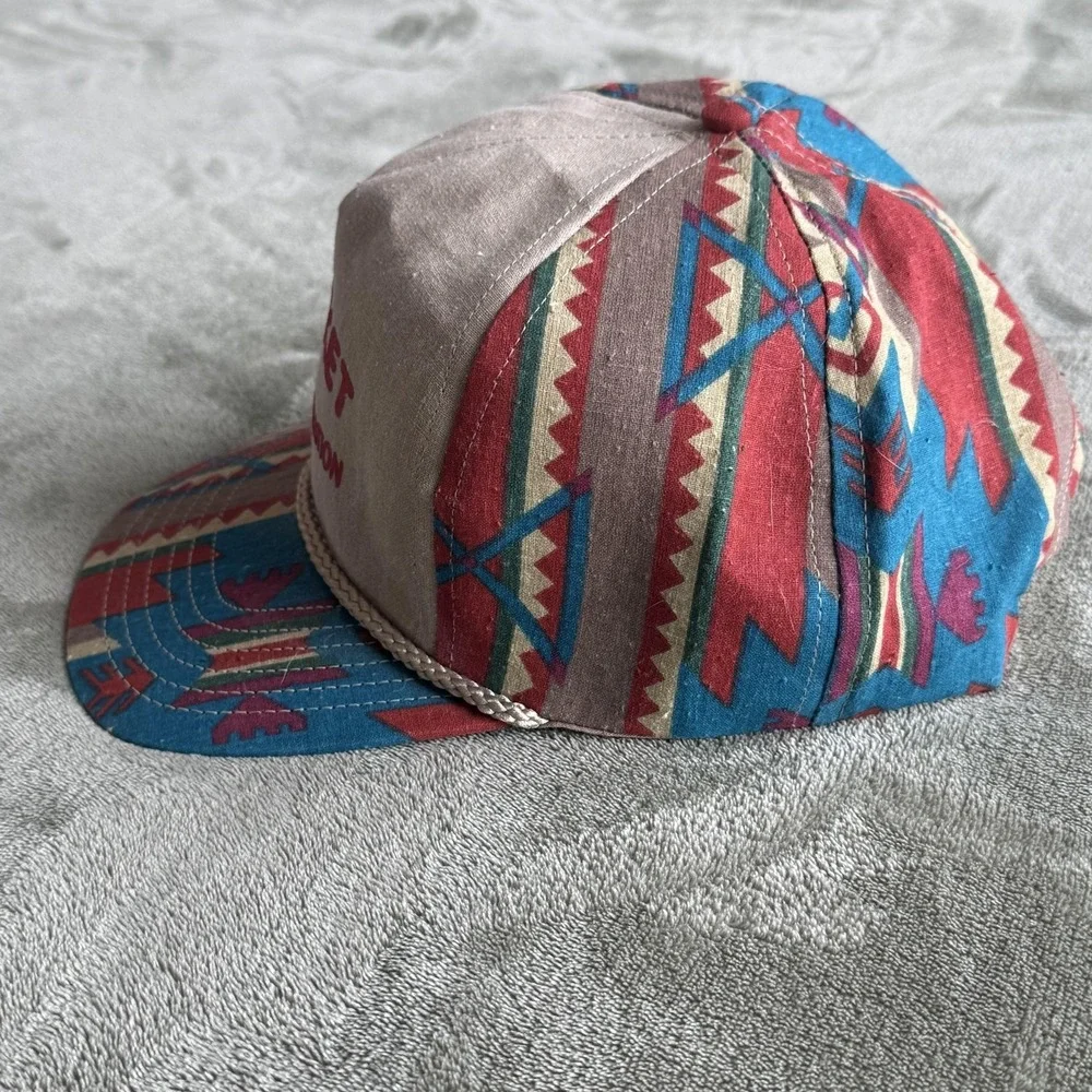 Vintage Rocket Transportation Hat Cap Snap Back Mens One Size Rope Bump Cap 80s